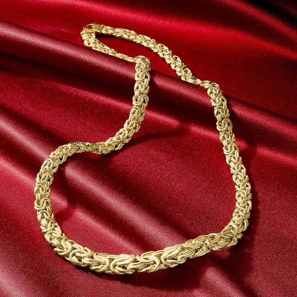 10k Gold Graduated Byzantine Link Necklace 18”/ not plated, not filled